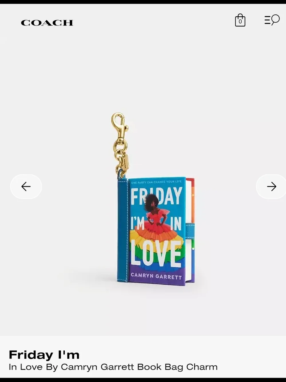 Coach 'Friday I'm In Love' Book Bag Charm - Rainbow NWT